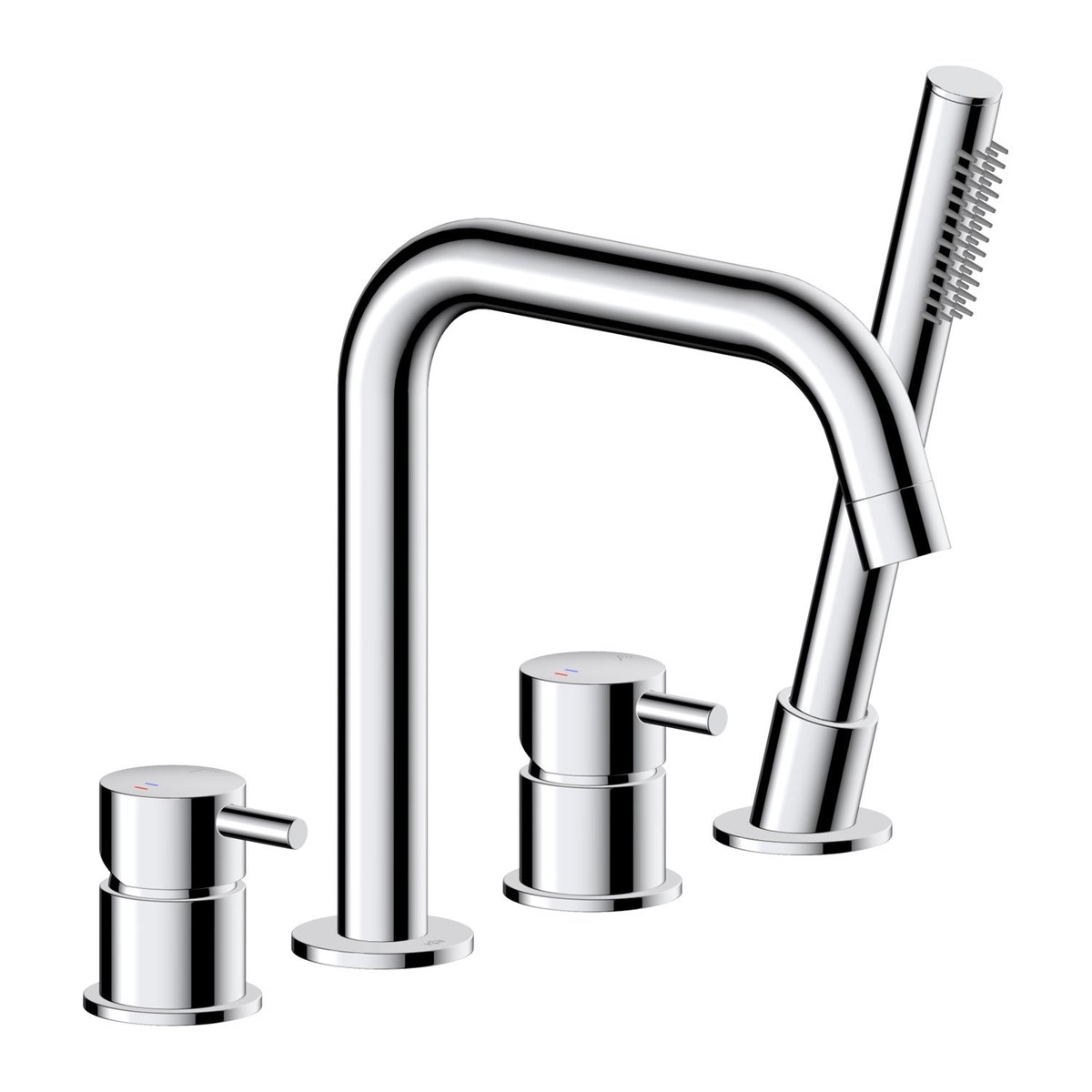 Moza 4-Hole Deck-Mounted Bath Mixer with Hand Shower