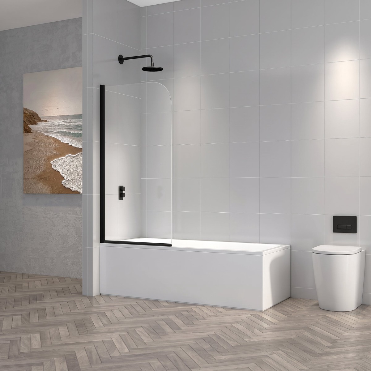 Gulietta Round Black 1-Wing Bath Screen