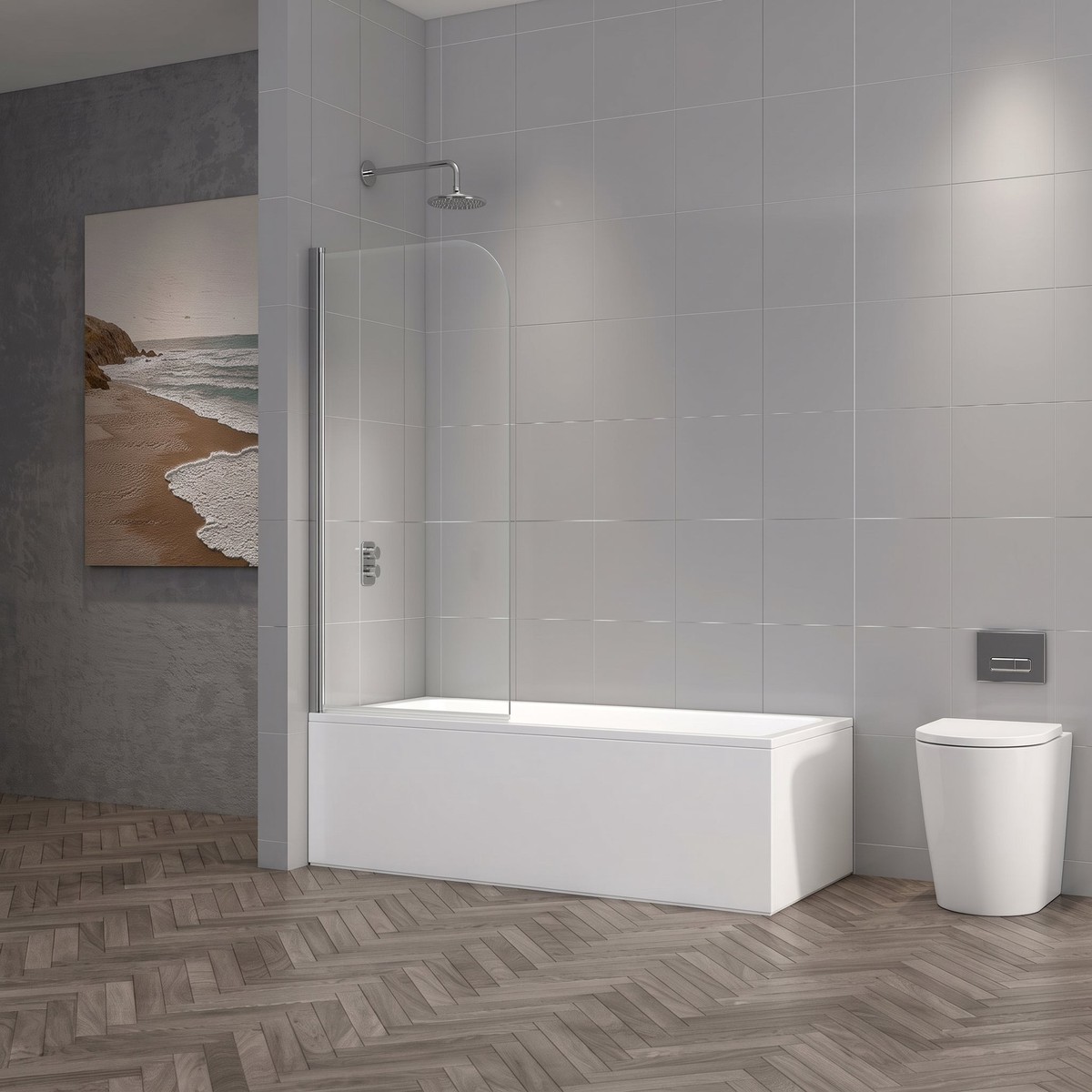 Gulietta Round Chrome 1-Wing Bath Screen
