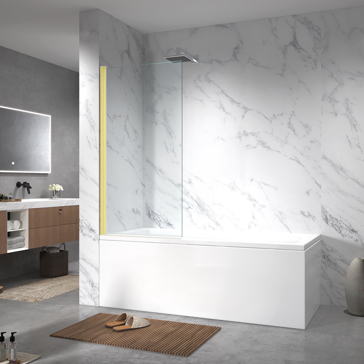 Gulietta Gold 1-Wing Bath Screen