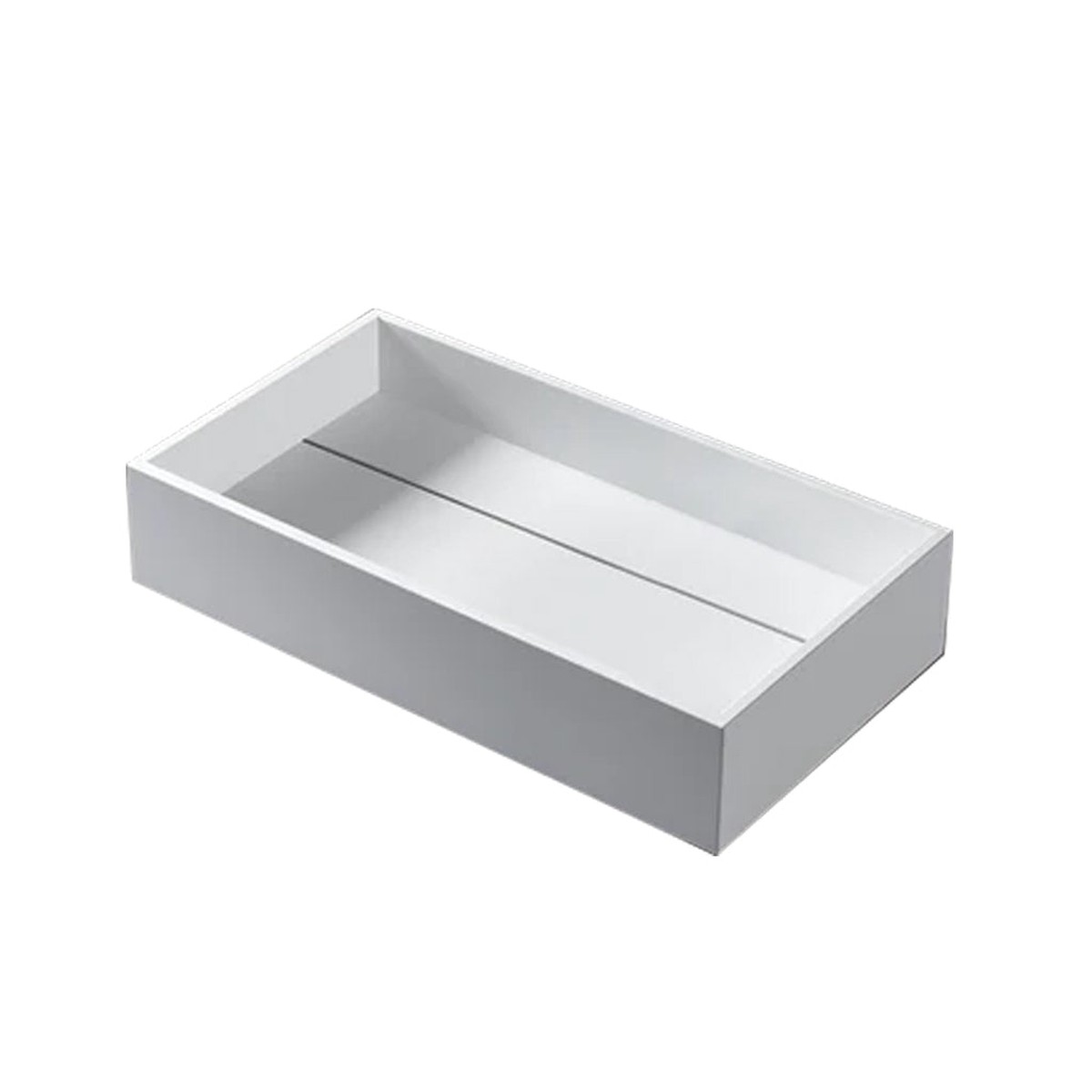 Rectangular Bathroom Sink - Vessel - 32" Solid Surface/Matt White