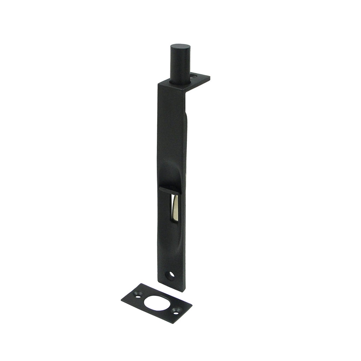 Universal Flush Bolt - Door Mount - 6" Brass/Paint Black