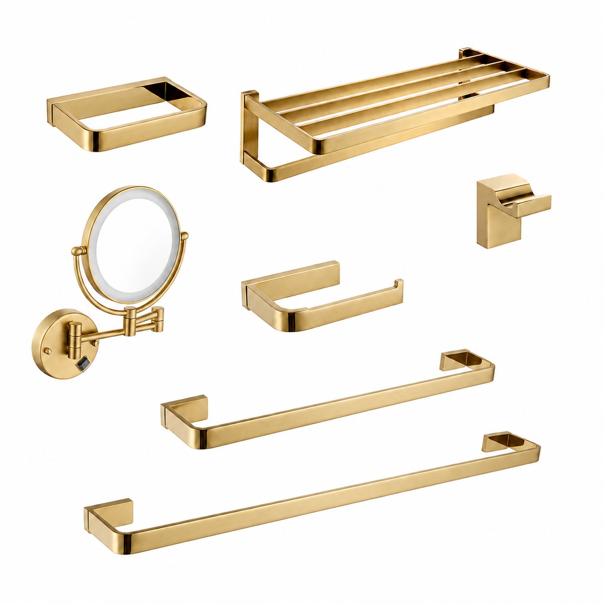 Devon Mare Bathroom Accessories Set Brass/Brushed Gold