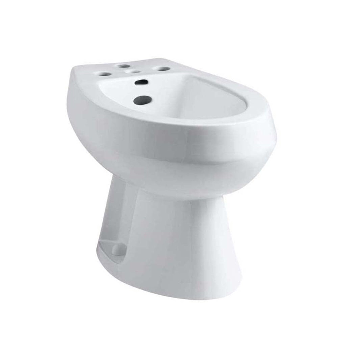 San Tropez Vertical Spray Bidet with 4 Faucet Holes- Floor Mount - 16" Vitreous China/White
